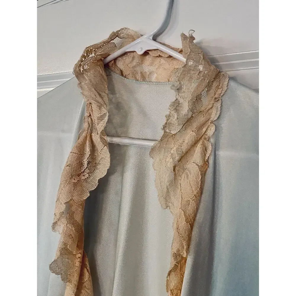 Vintage 60’s Flair short robe negligee size S ILGWU union made Blue With Lace
